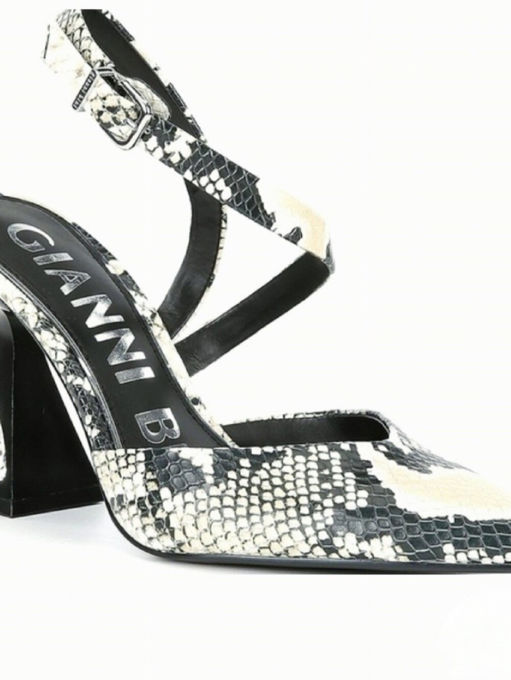 Gianni Bini Tallia Snake Print Heel With Asymmetrical Strap